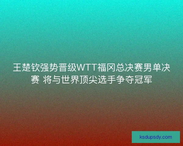 王楚钦强势晋级WTT福冈总决赛男单决赛 将与世界顶尖选手争夺冠军